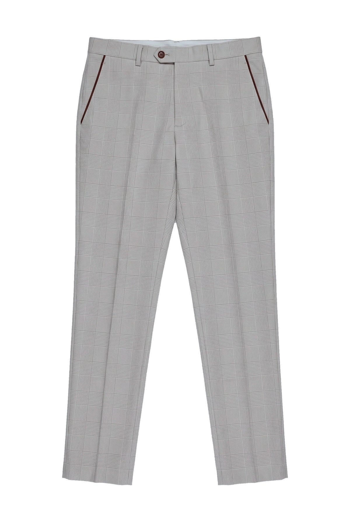 Pantalon à carreaux beige pour homme Mark