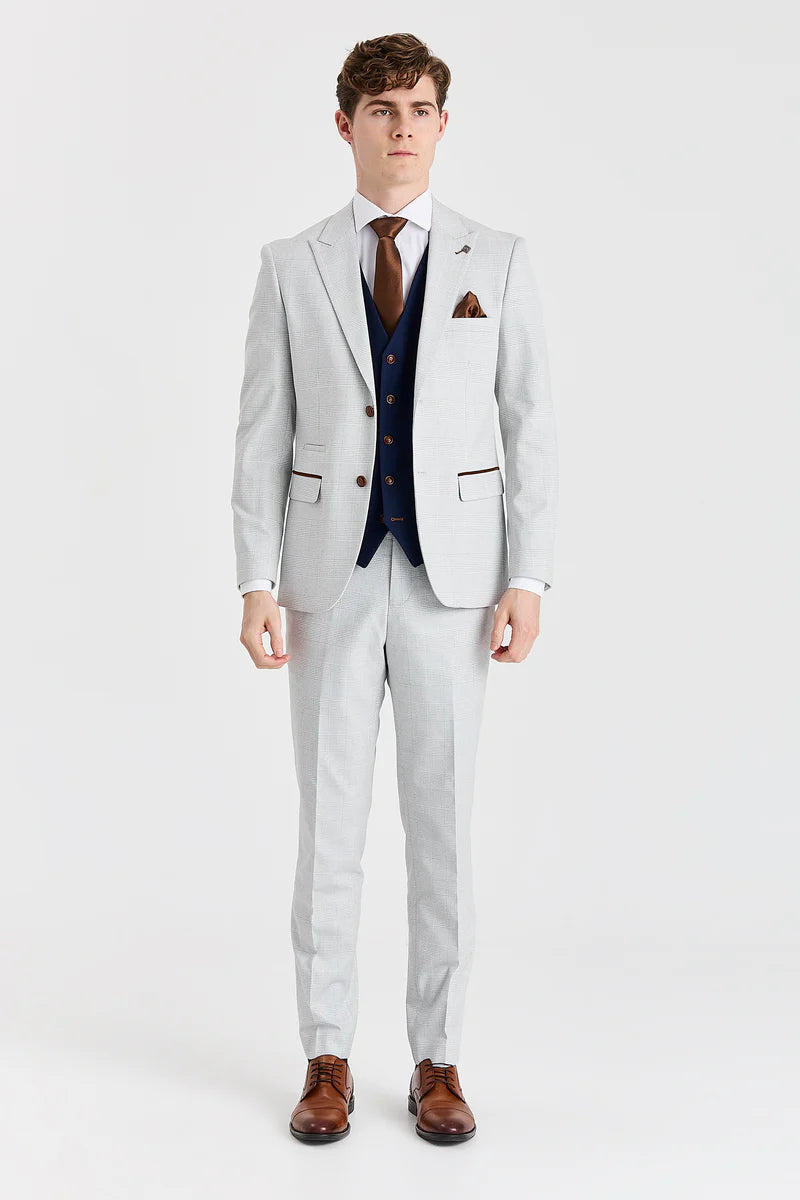 Costume Mark Stone avec gilet bleu marine Mayfair contrastant