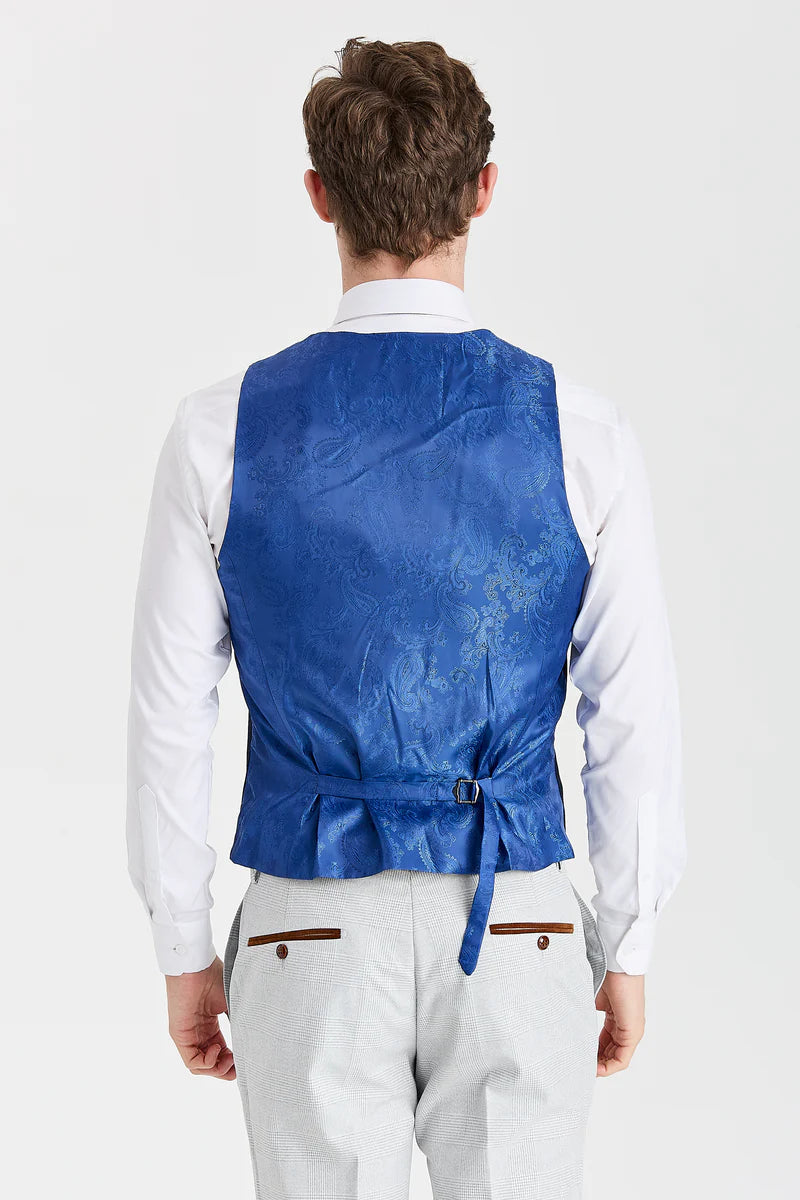Costume Mark Stone avec gilet bleu marine Mayfair contrastant