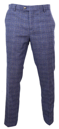 Matteo - Men's Blue Check Trousers