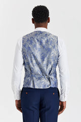 Costume Mayfair bleu marine texturé avec gilet en tweed contrastant Harris bleu marine