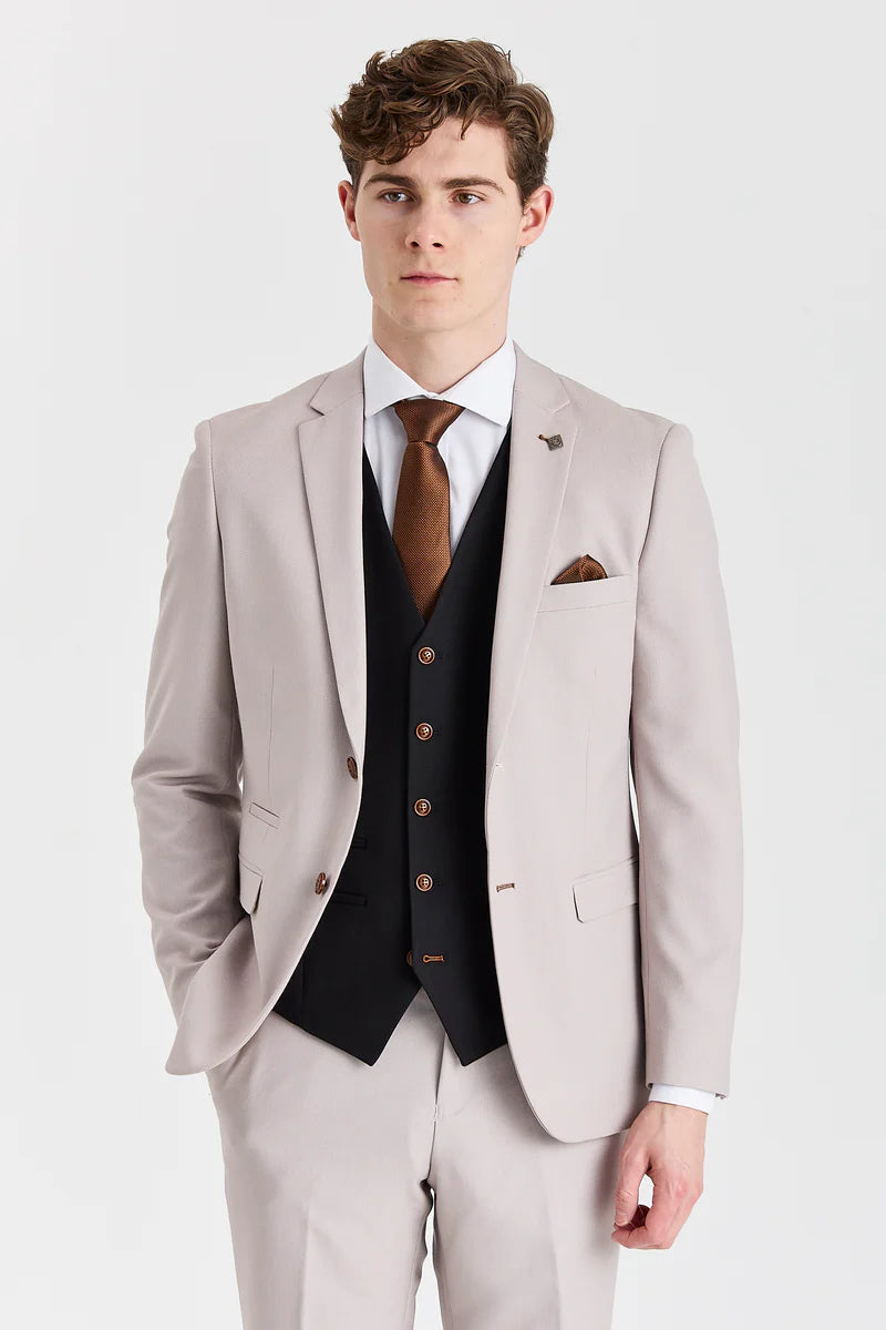 Costume Mayfair Stone texturé avec gilet noir contrastant