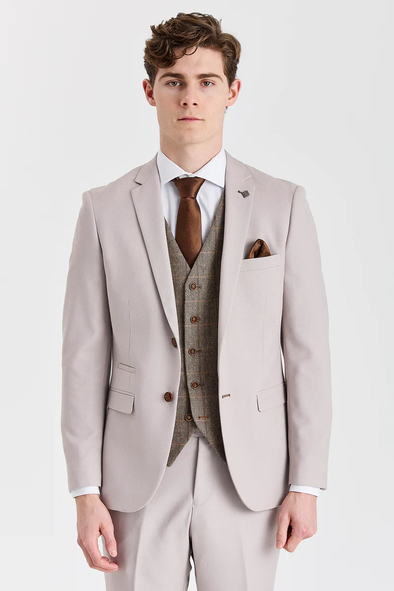Costume Mayfair Stone texturé avec gilet en tweed Harris Brown