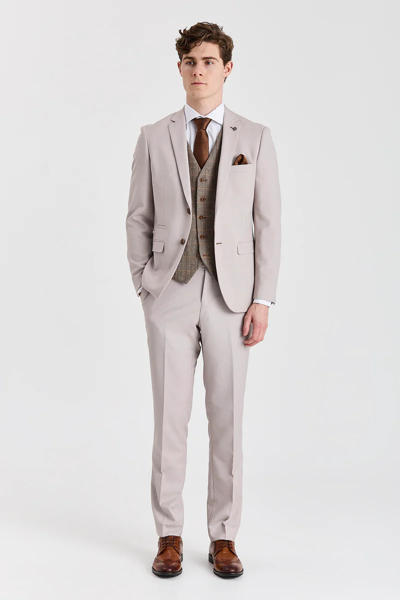 Costume Mayfair Stone texturé avec gilet en tweed Harris Brown