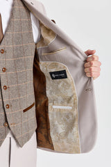 Costume Mayfair Stone texturé avec gilet en tweed Harris Brown