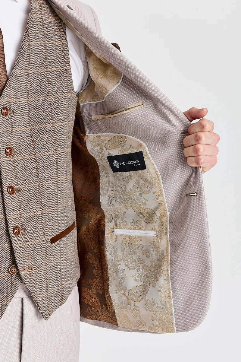 Costume Mayfair Stone texturé avec gilet en tweed Harris Brown