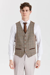 Costume Mayfair Stone texturé avec gilet en tweed Harris Brown