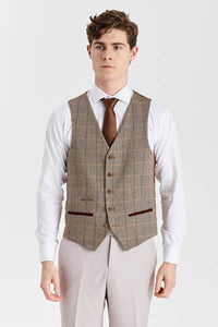 Costume Mayfair Stone texturé avec gilet en tweed Harris Brown