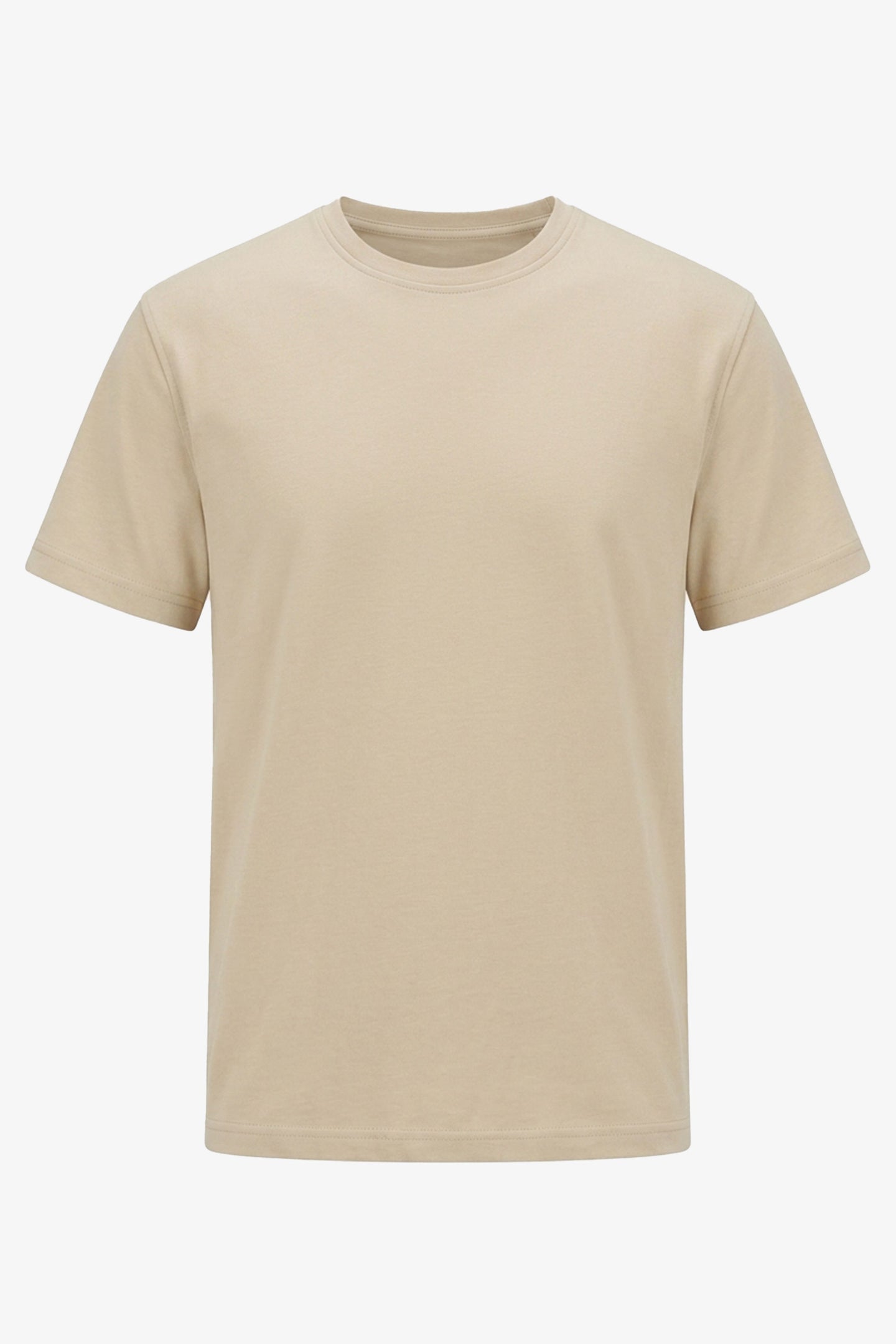T-shirt beige classique pour homme en mélange de coton