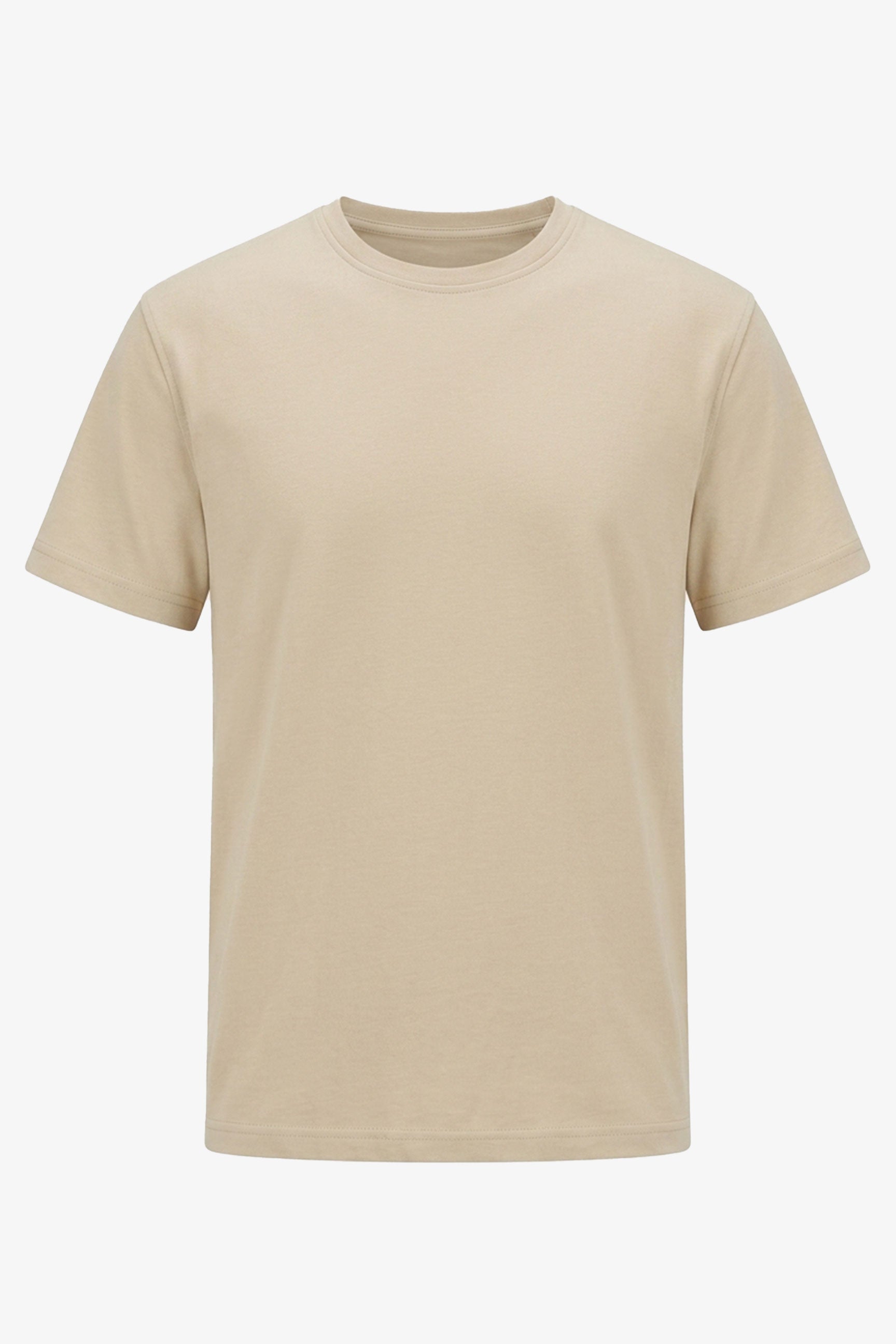 T-shirt beige classique pour homme en mélange de coton