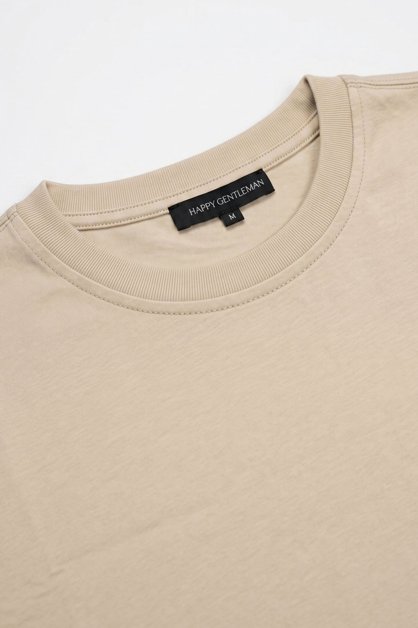 T-shirt beige classique pour homme en mélange de coton