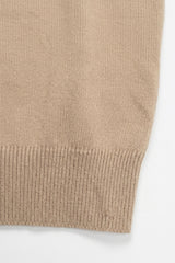 T-shirt beige en maille pour homme, coupe classique, col rond, manches courtes