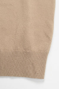 T-shirt beige en maille pour homme, coupe classique, col rond, manches courtes