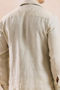 Ensemble veste en lin beige zippée et pantalon marron pour homme, tenue d'été élégante et décontractée