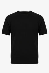 T-shirt noir classique en maille pour homme, manches courtes, col rond