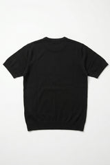 T-shirt noir classique en maille pour homme, manches courtes, col rond