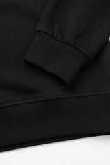 Sweat-shirt à manches longues extensible noir en mélange de coton pour homme, col rond, manches longues