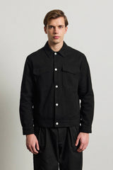 Veste en sergé de coton noir pour homme - Surchemise camionneur