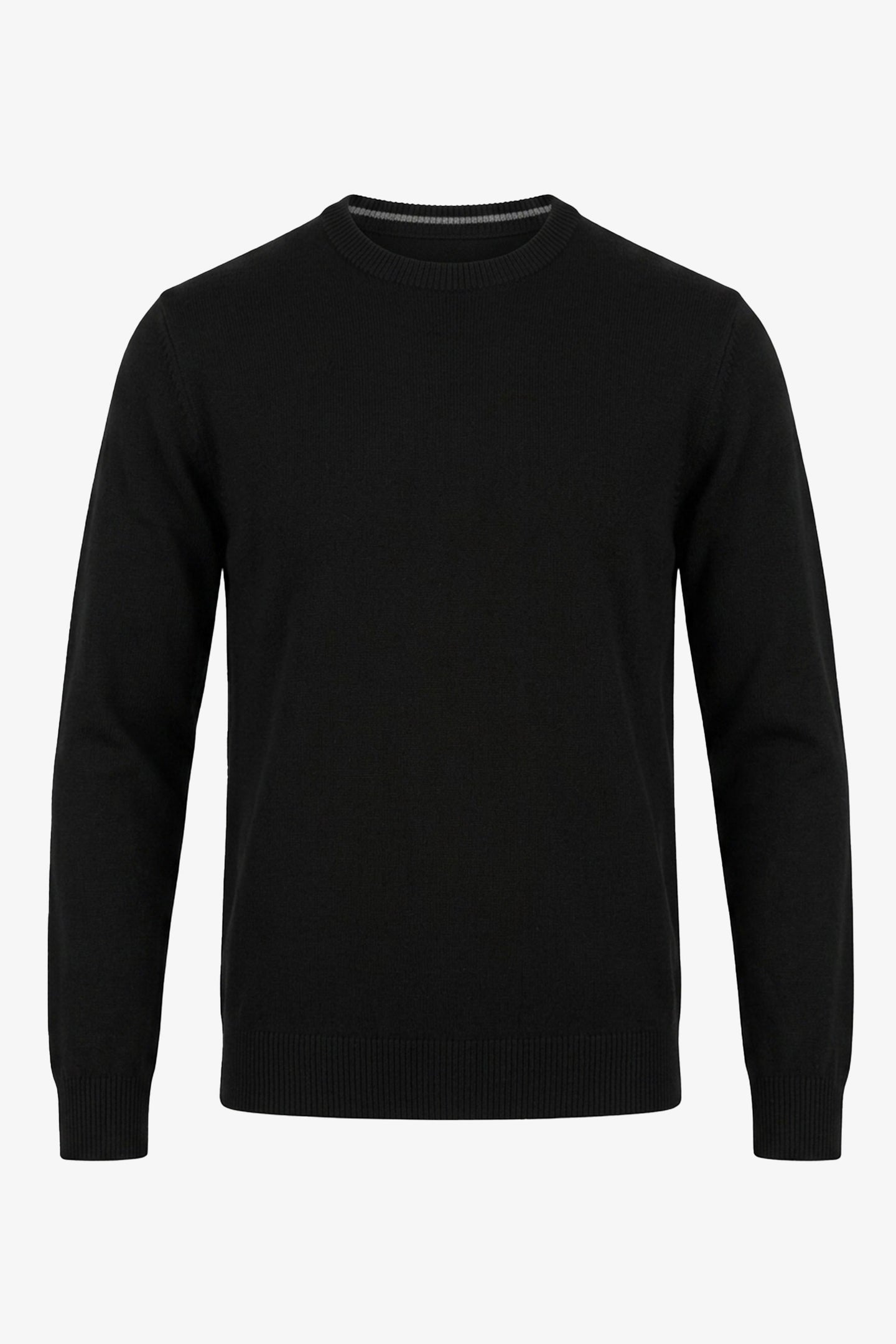 Pull-over noir en maille acrylique à col rond pour homme