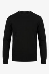 Pull-over noir en maille acrylique à col rond pour homme