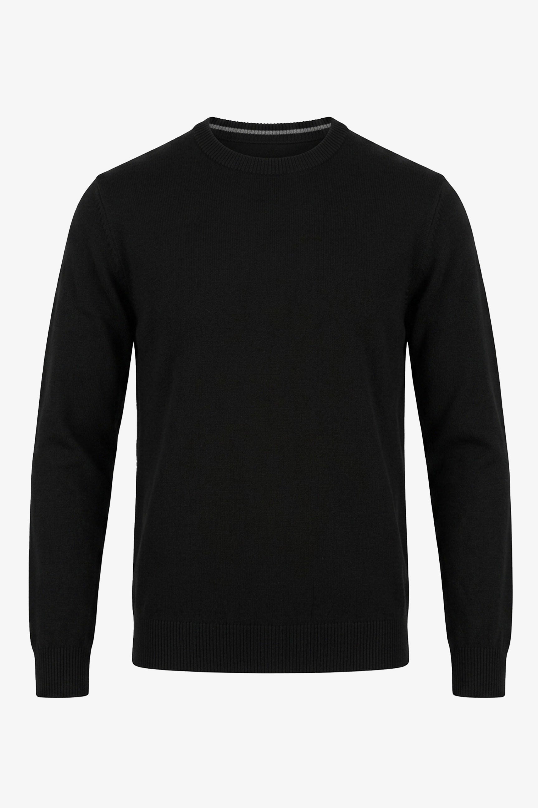 Pull-over noir en maille acrylique à col rond pour homme
