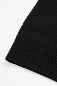 Polo noir en maille pour homme, col zippé, manches courtes, mélange doux