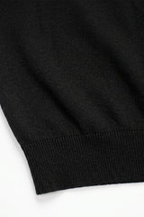 T-shirt noir en maille pour homme, coupe classique, col rond, manches courtes