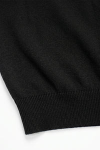 T-shirt noir en maille pour homme, coupe classique, col rond, manches courtes