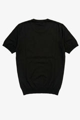 T-shirt noir en maille pour homme, coupe classique, col rond, manches courtes