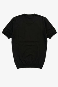 T-shirt noir en maille pour homme, coupe classique, col rond, manches courtes
