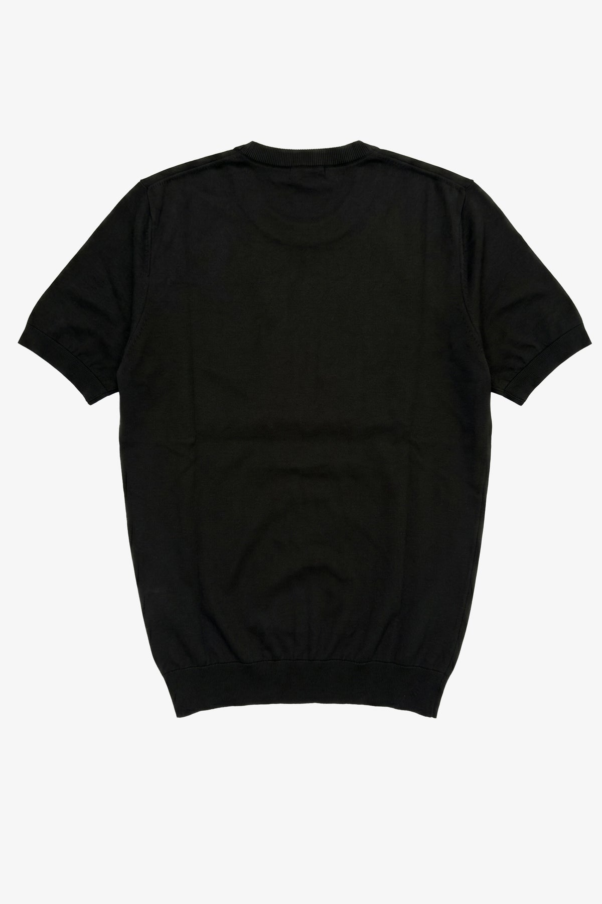 T-shirt noir en maille pour homme, coupe classique, col rond, manches courtes
