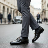 Mocassins à enfiler pour hommes en polyuréthane verni noir