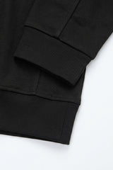 Sweat-shirt noir à col montant et fermeture éclair quart de zip pour homme, mélange de coton
