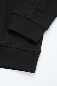 Sweat-shirt noir à col montant et fermeture éclair quart de zip pour homme, mélange de coton