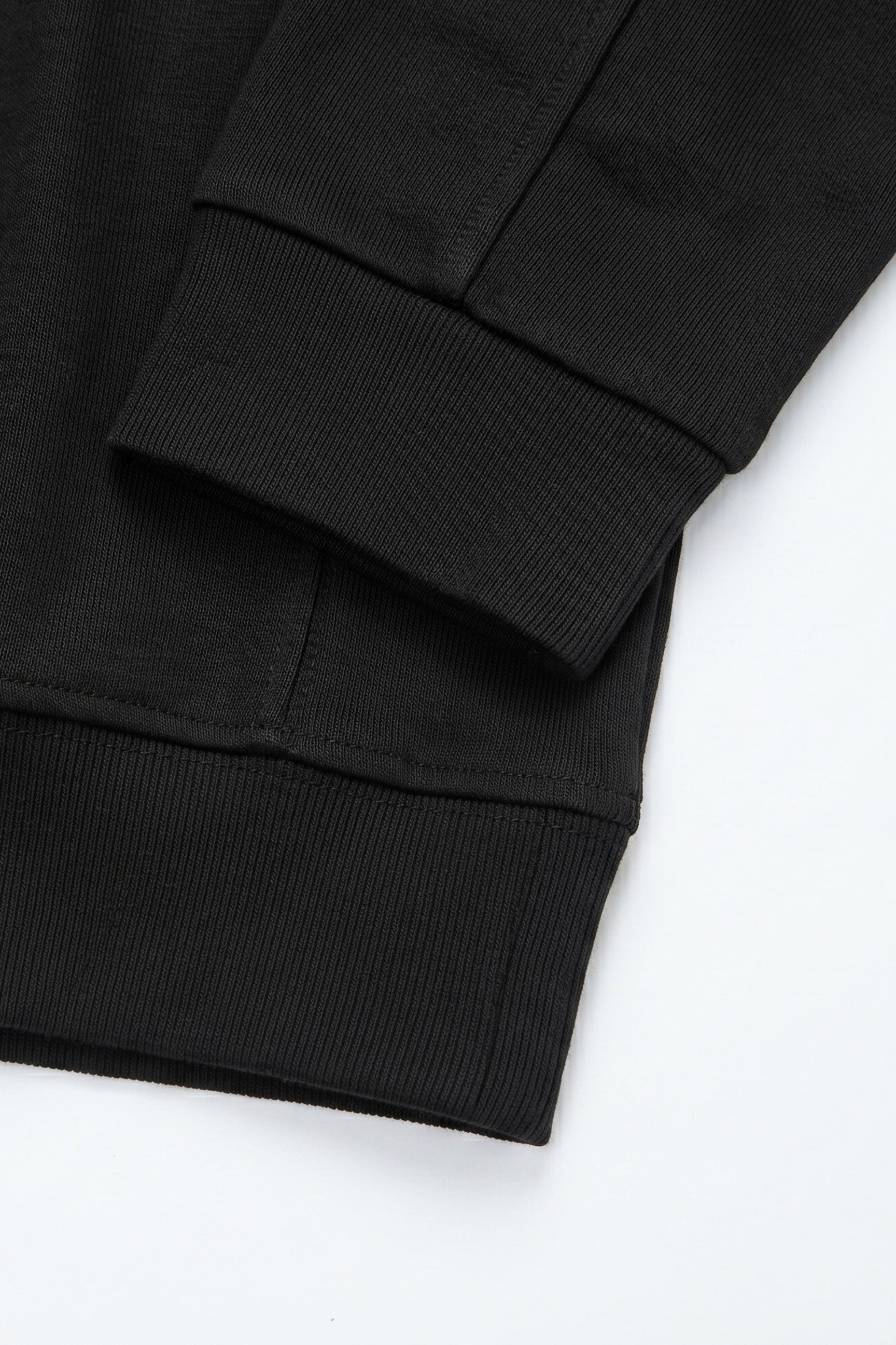 Sweat-shirt noir à col montant et fermeture éclair quart de zip pour homme, mélange de coton