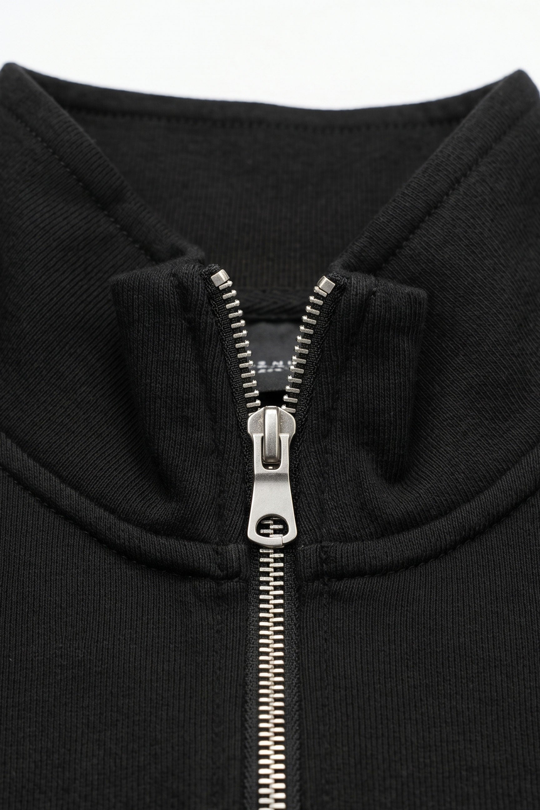 Sweat-shirt noir à col montant et fermeture éclair quart de zip pour homme, mélange de coton