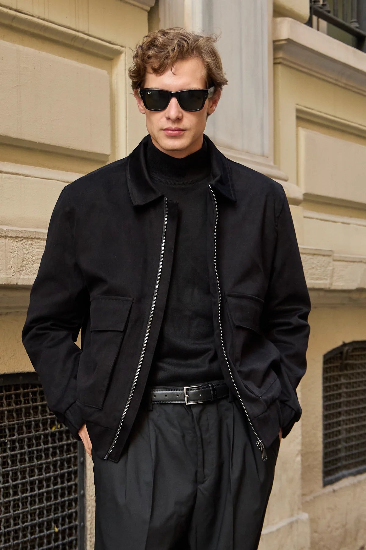 Veste bomber utilitaire noire pour homme, légère, matelassée et zippée
