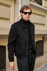 Veste bomber utilitaire noire pour homme, légère, matelassée et zippée
