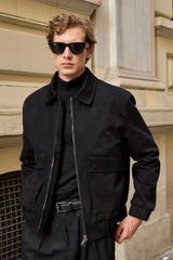 Veste bomber utilitaire noire pour homme, légère, matelassée et zippée
