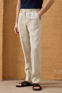 Ensemble veste en lin noir zippée et pantalon beige pour homme, tenue d'été élégante et décontractée