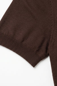 T-shirt marron en maille pour homme, coupe classique, col rond, manches courtes