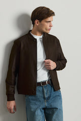 Veste bomber minimaliste marron pour homme