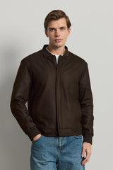 Veste bomber minimaliste marron pour homme