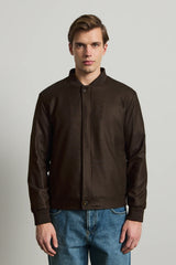 Veste bomber minimaliste marron pour homme