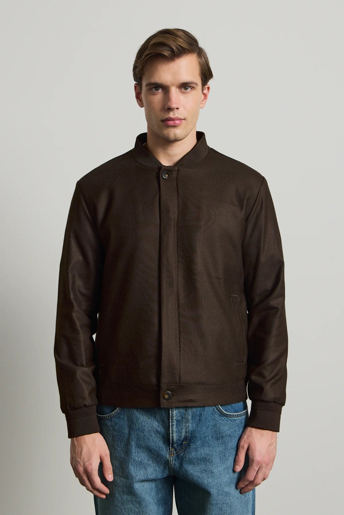 Veste bomber minimaliste marron pour homme