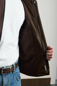 Veste bomber minimaliste marron pour homme