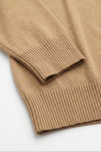 Pull en maille à col rond marron camel pour homme, coupe classique