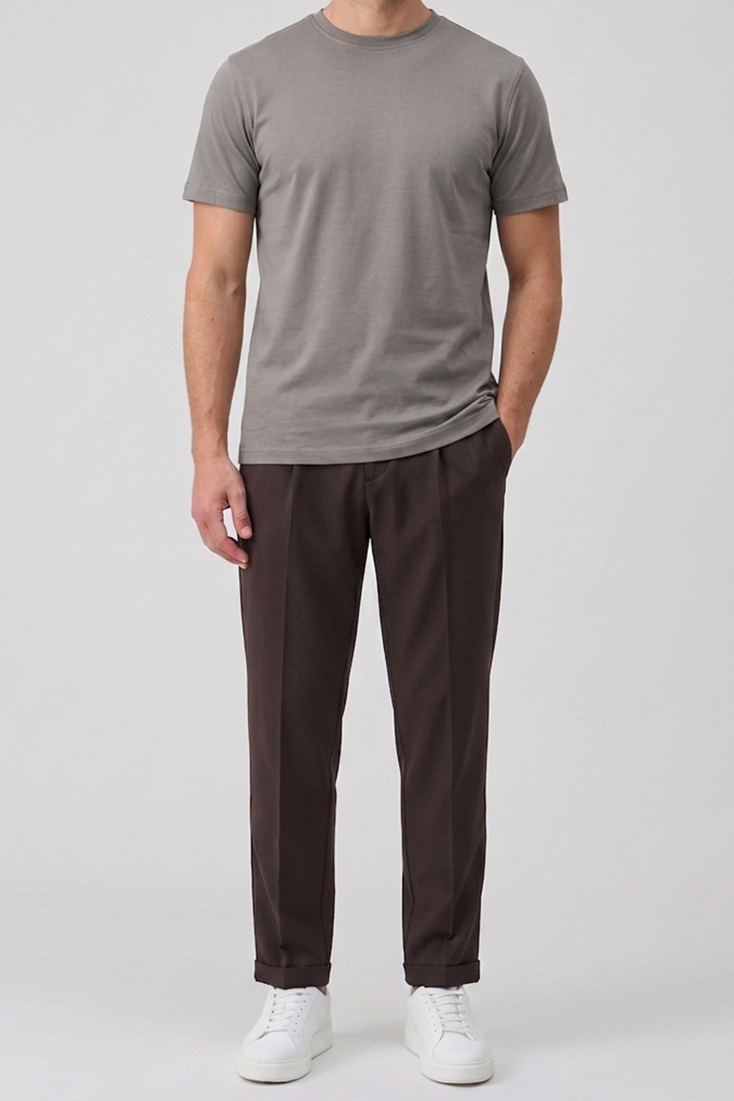 T-shirt classique pour homme en mélange de coton anthracite