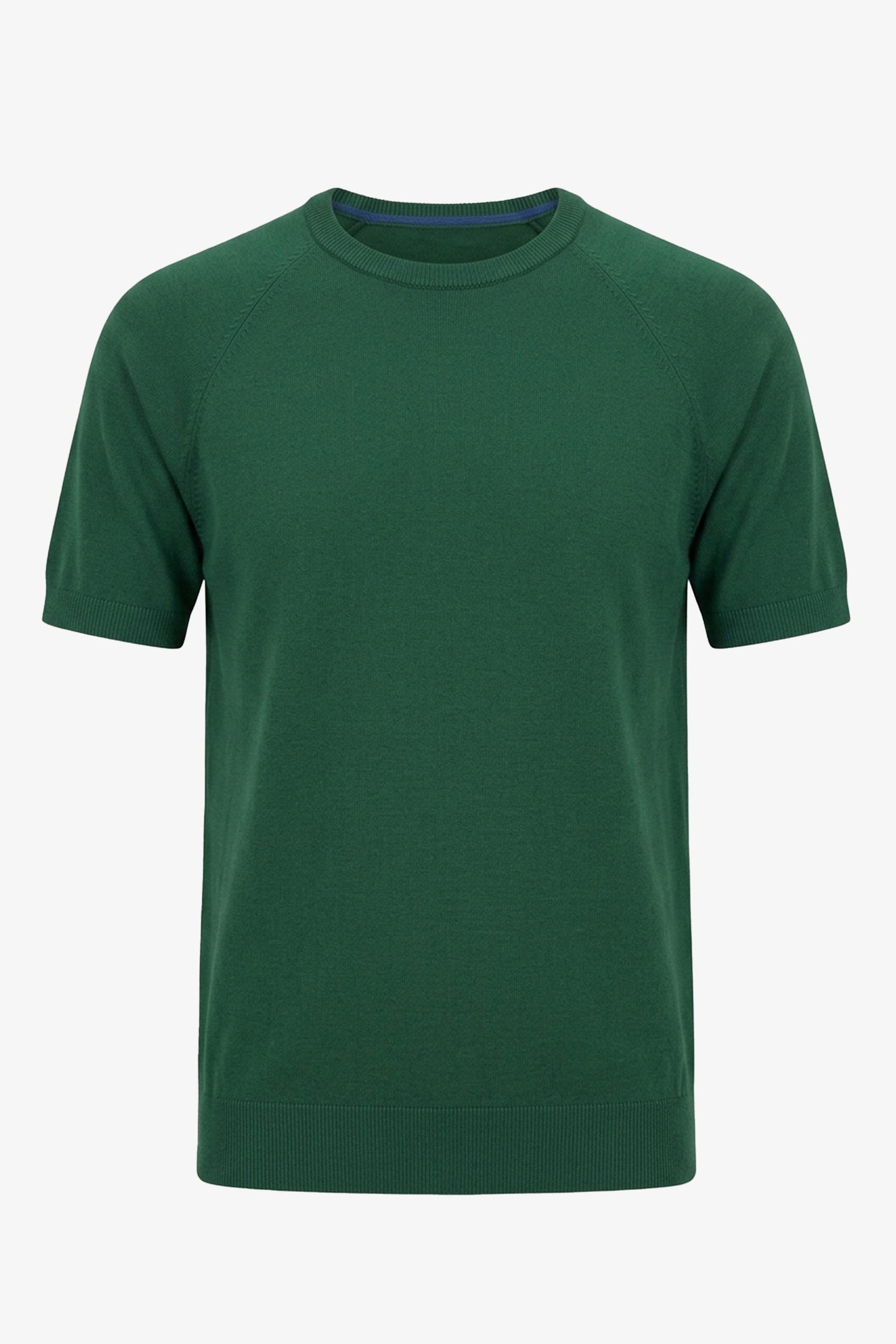 T-shirt classique vert pour homme, manches courtes, col rond