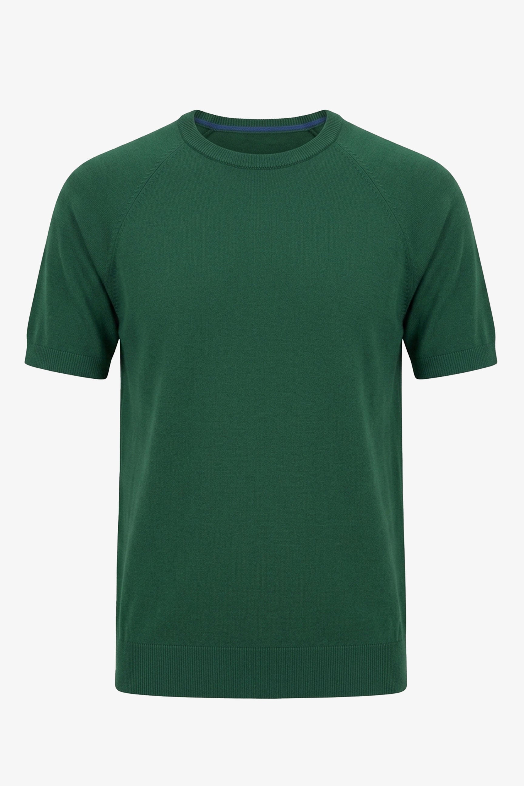 T-shirt classique vert pour homme, manches courtes, col rond